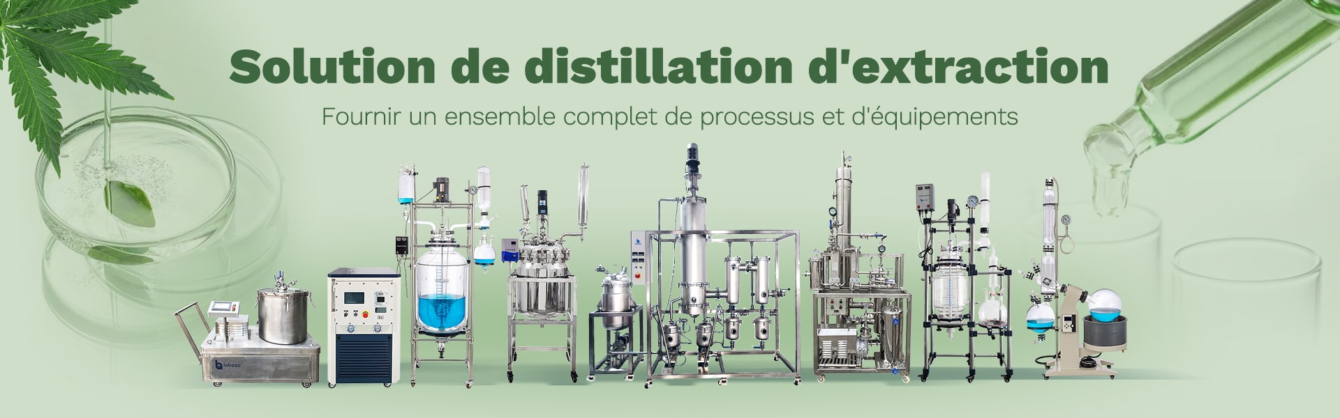 bannière d'équipement de distillation d'extraction