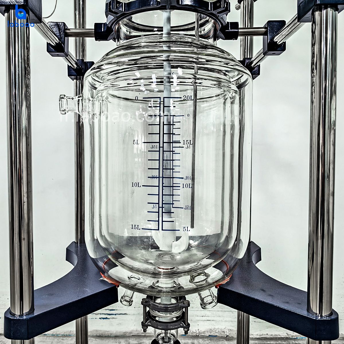 10-100L Réacteur en verre chemisé à trois couches